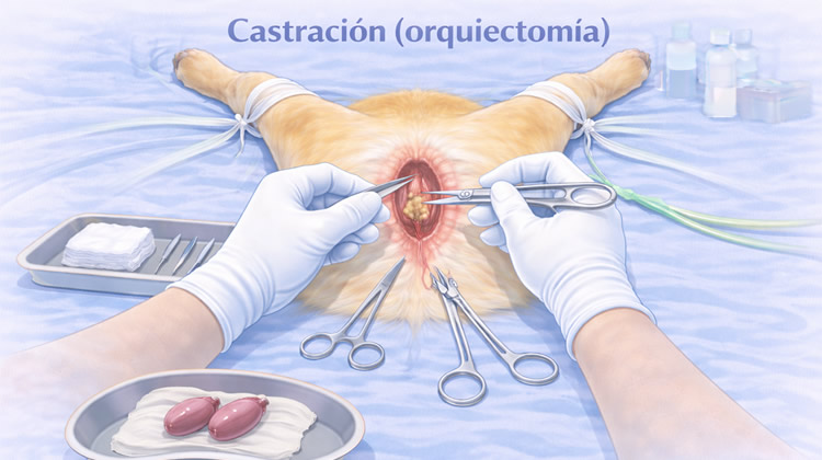 Cirugía Castracion Esterilizacion orquiectomía perro macho