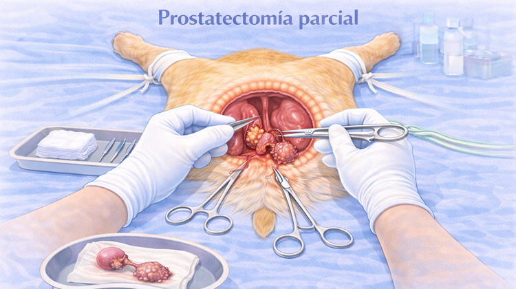 Cirugía Prostatectomía parcial Perro macho
