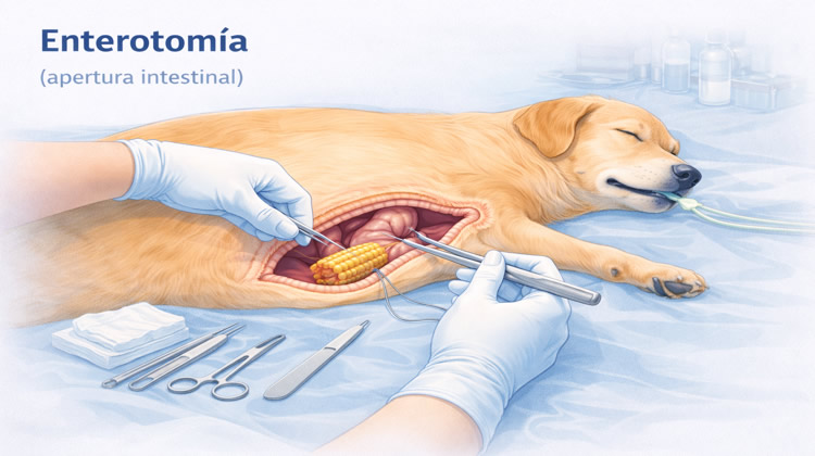 Cirugía Enterotomia apertura intestinal perros