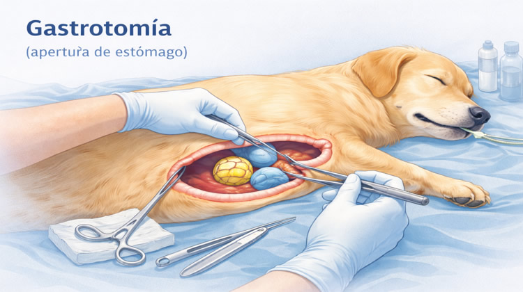 Cirugía Gastrotomia Apertura de estomago perro