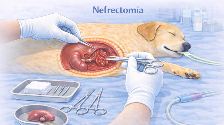 Cirugía Nefrectomia extirpacion riñon Perro