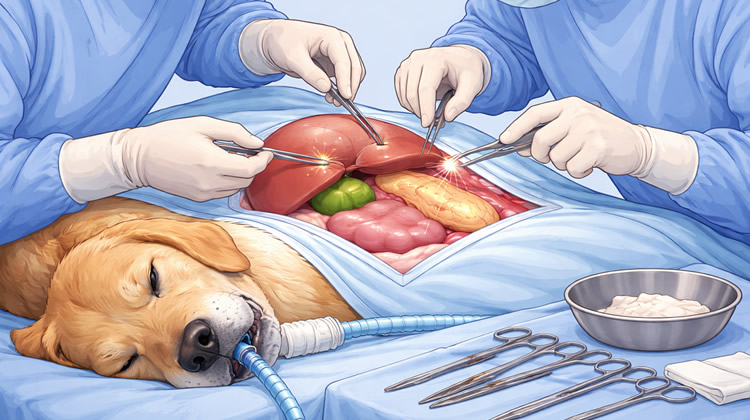 Cirugía higado vesicula pancreas perro