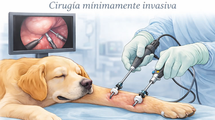 Cirugía minimamente invasiva perro
